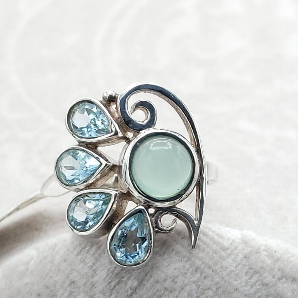 Blue Chalcedony & Blue Topaz ring
